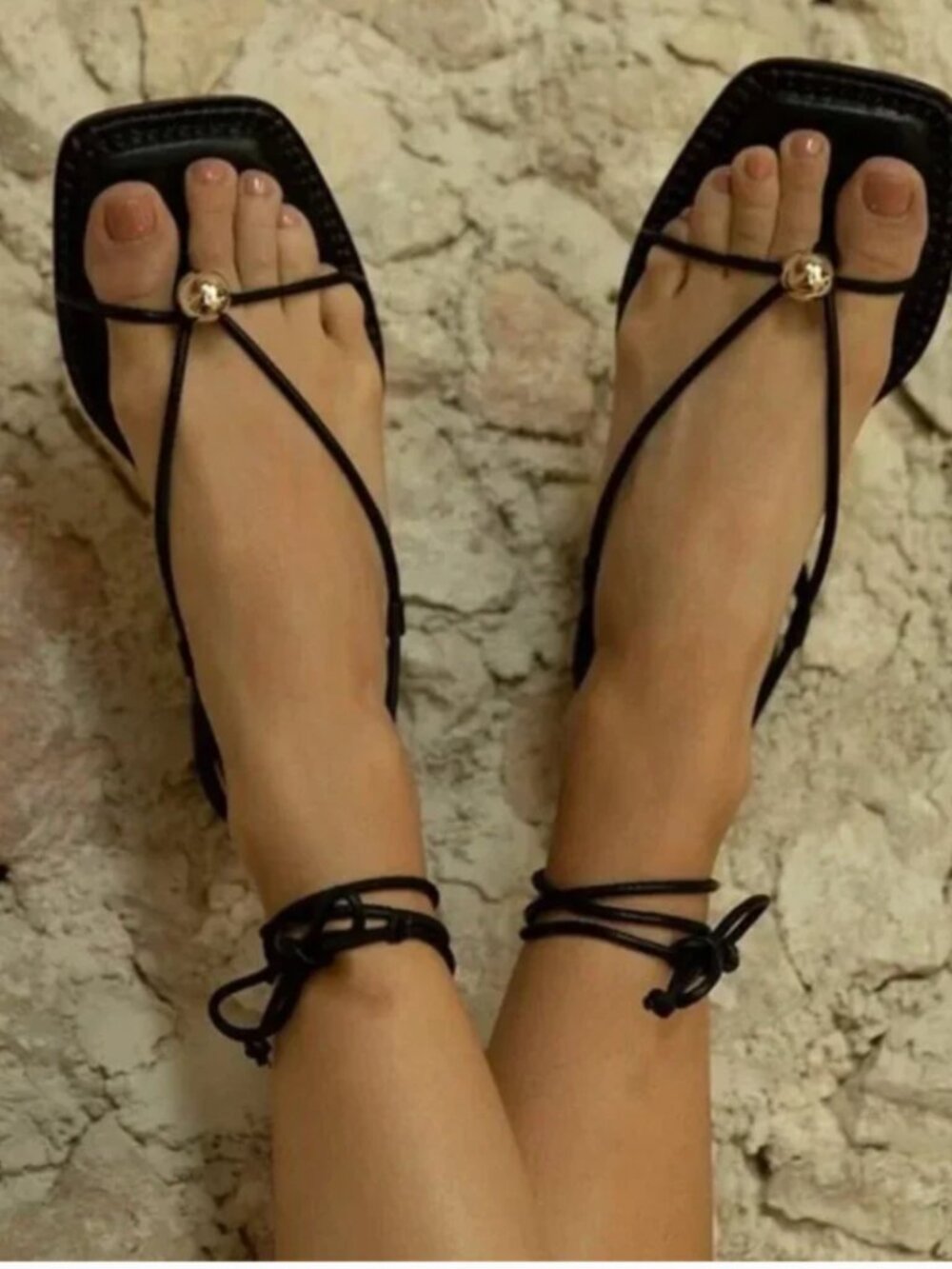 NEW Antonio Melani x The Style Bungalow Clarke Leather Stud Ankle Wrap Sandal